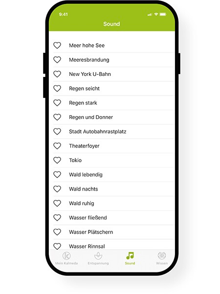 Eine Soundbibliothek bietet dem Nutzer vielfache, naturgetreue Klänge zur Ablenkung vom Tinnitus Eine Soundbibliothek bietet dem Nutzer vielfache, naturgetreue Klänge zur Ablenkung vom Tinnitus