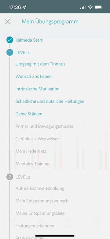 Kalmeda Übungsfortschritt