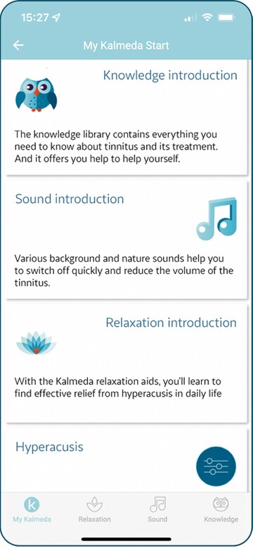 Kalmeda App Screenshot Start