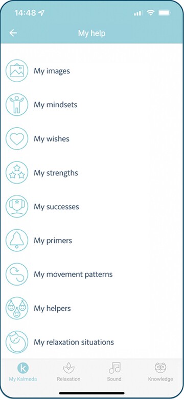 Kalmeda App Screenshot My Help