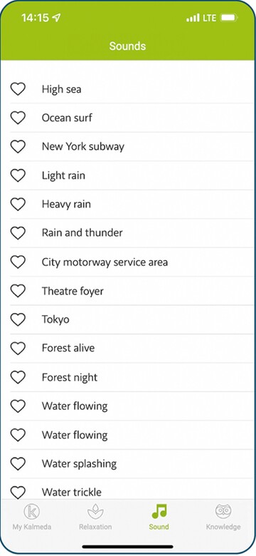 Kalmeda App Screenshot Sounds